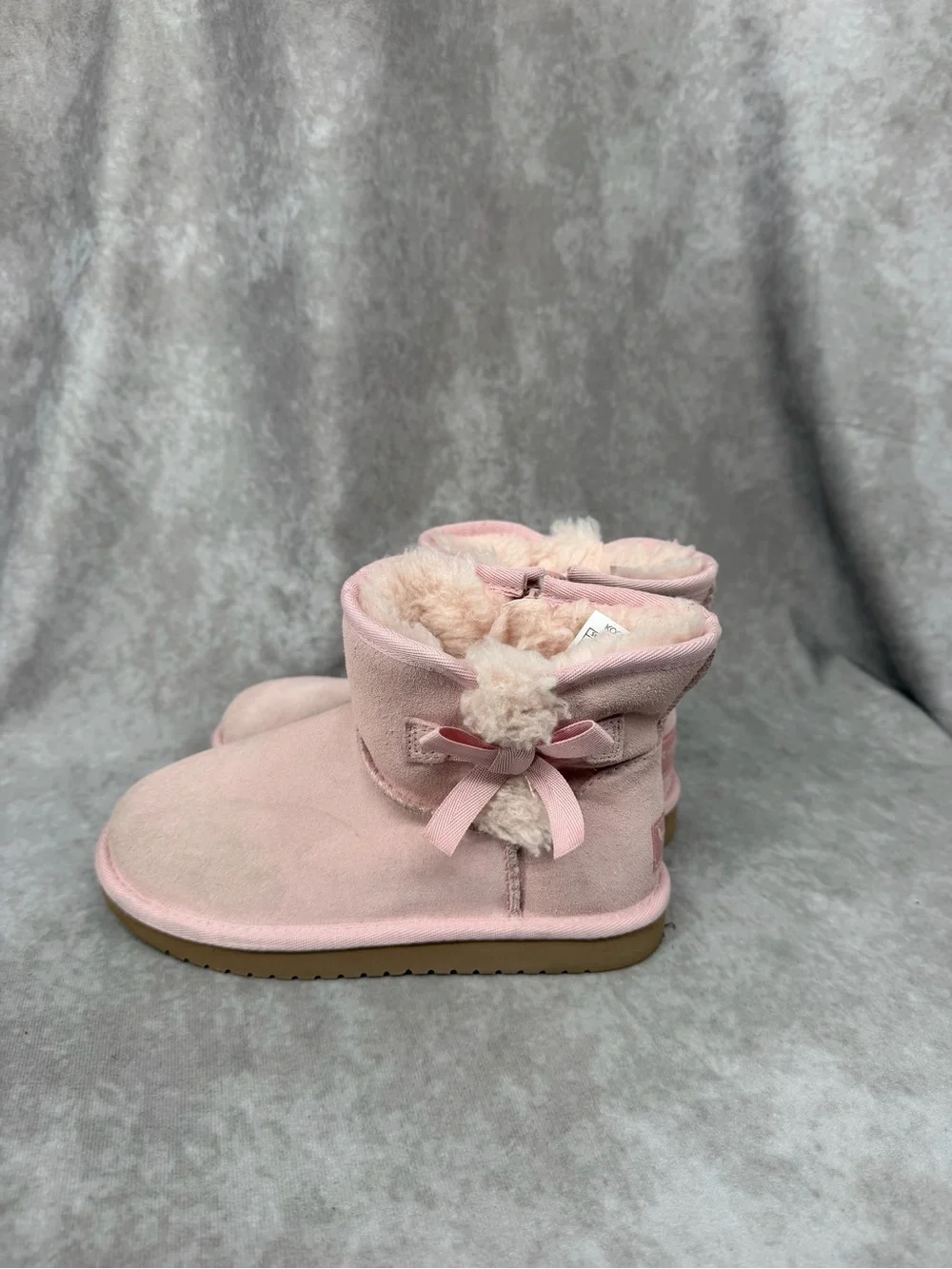 Koolaburra Pink Faux-Shearling Ankle Boots with Pom Detail
